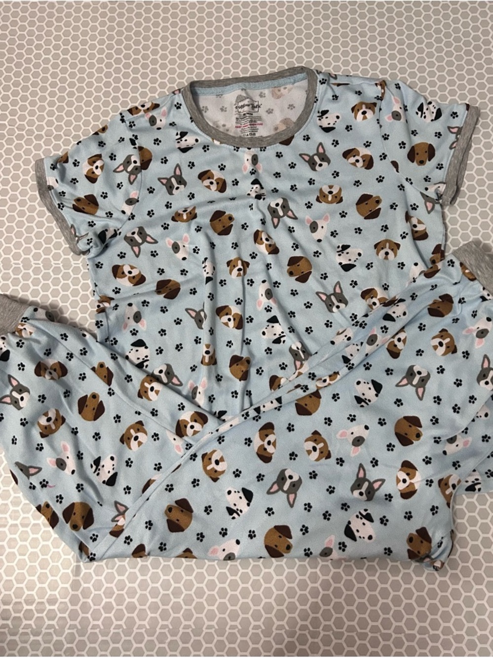 Pillow Talk Blue Puppy Print Pajama Loungewear Set. Size M